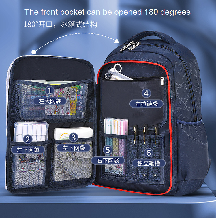 Apertura de mochila de bolsa de escuela multifuncional para ni&ntilde;os para la escuela primaria