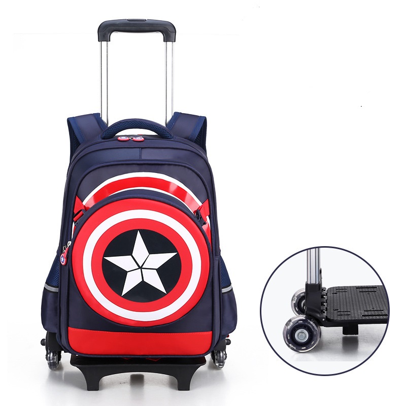 Azul marino de la bolsa de la escuela rodante