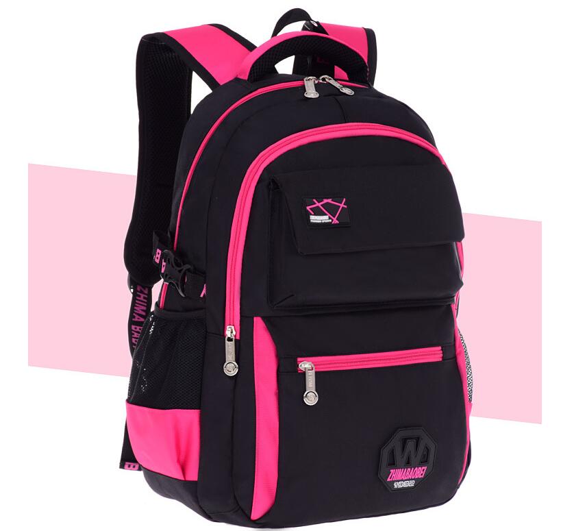 Mochila de la bolsa de la escuela del adolescente del color rosado para la escuela secundaria