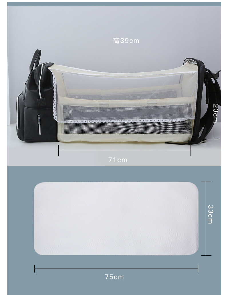 Mochila de la bolsa de la mam&aacute; de cuero PU con la cama de beb&eacute;