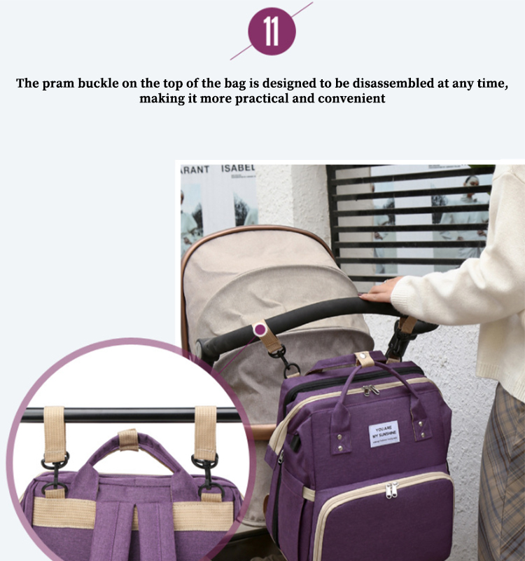 Mochila de la bolsa de pa&ntilde;ales con gancho de cochecito