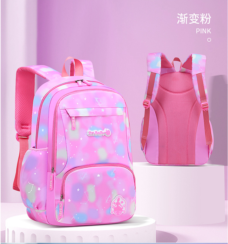 Rosa de la mochila de la bolsa de escuela de gradiente para las ni&ntilde;as