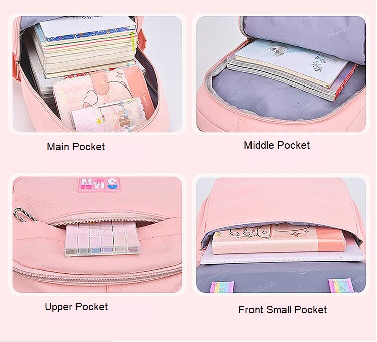 Estructura de bolsillo de mochila de ocio para chicas Schoolbag para la secundaria