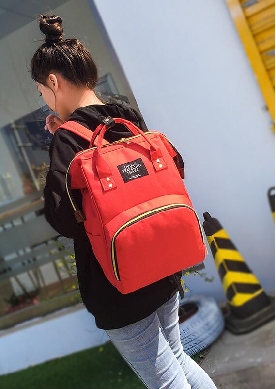 Mensaje de modelo de mochila de momia roja