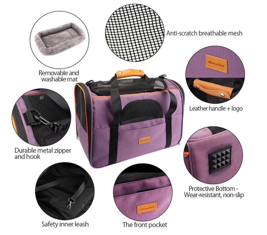 Bolsa de portador de mascotas color p&uacute;rpura