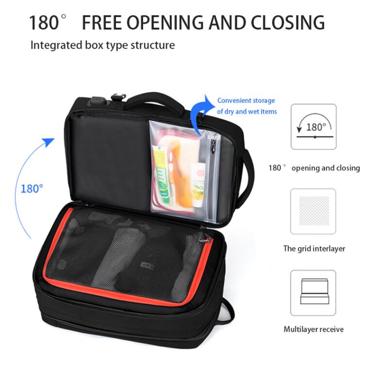 Apertura de mochila port&aacute;til de viaje para hombre