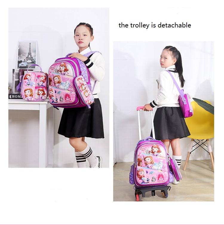3pcs 3d Trolley School Mochila Set para ni&ntilde;as