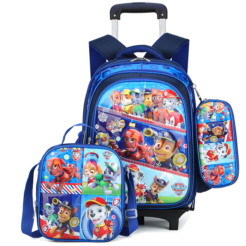 3 en 1 3D Trolley School Backpack Bag Set para Boys Blue Color2