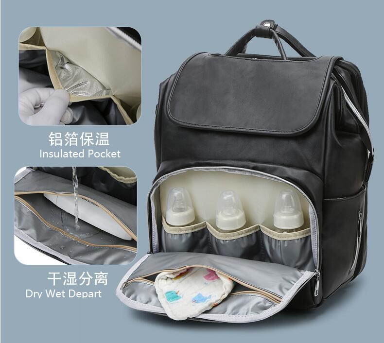 Mochila de cuero de la mami de la mami con bolsillo aislado