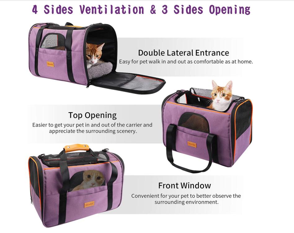 Bolsa de portador de mascotas con abertura de 3 lados