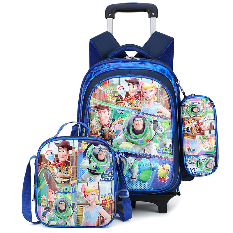 3 en 1 Bolsa de mochila escolar de Trolley 3D para ni&ntilde;os Color azul