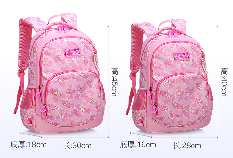 Tama&ntilde;o de la bolsa de la escuela de ni&ntilde;as