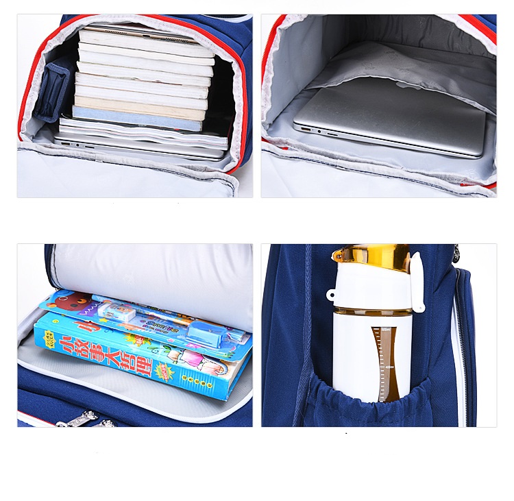 Mostrar interior de la bolsa de libros de la bolsa de la escuela de alumnos para la escuela primaria