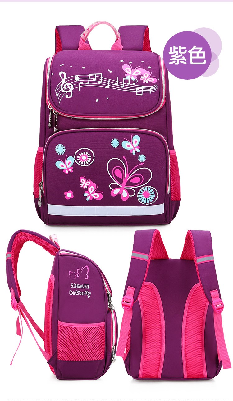 Color p&uacute;rpura de la bolsa de libros de la bolsa de ni&ntilde;os para el estudiante primario