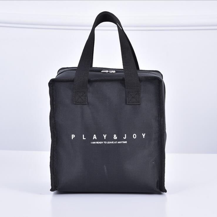 Bolsa de almuerzo aislada t&eacute;rmica de poli&eacute;ster port&aacute;til negro promocional