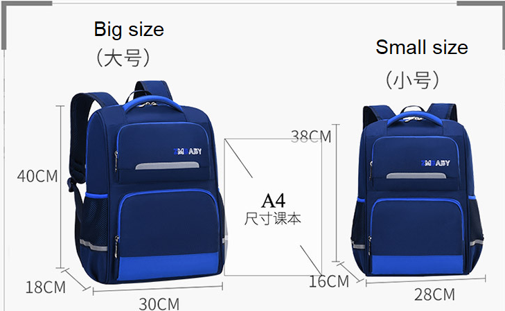 Tama&ntilde;o de la elegante bolsa de libros de libros para ni&ntilde;os a prueba de agua para la escuela primaria