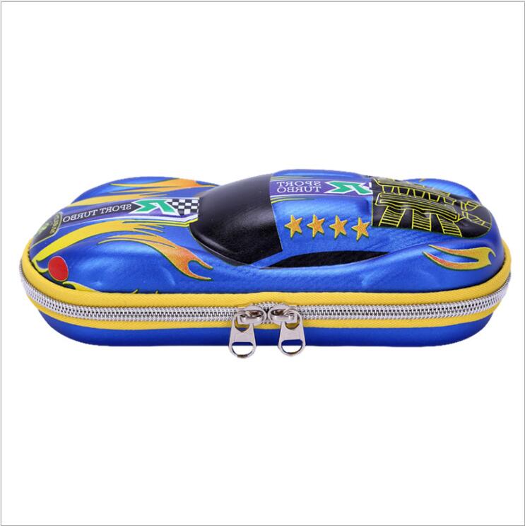 Caja azul del l&aacute;piz EVA 3D de dise&ntilde;o de coche para ni&ntilde;os