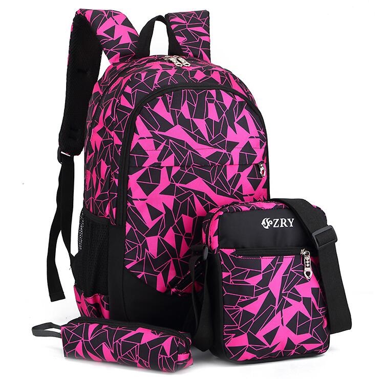 Color rosado del conjunto de mochilas 3pcs