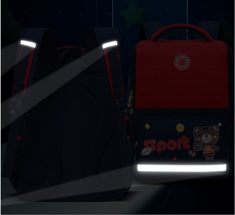 Mochila escolar liviana para ni&ntilde;os con tira reflectante