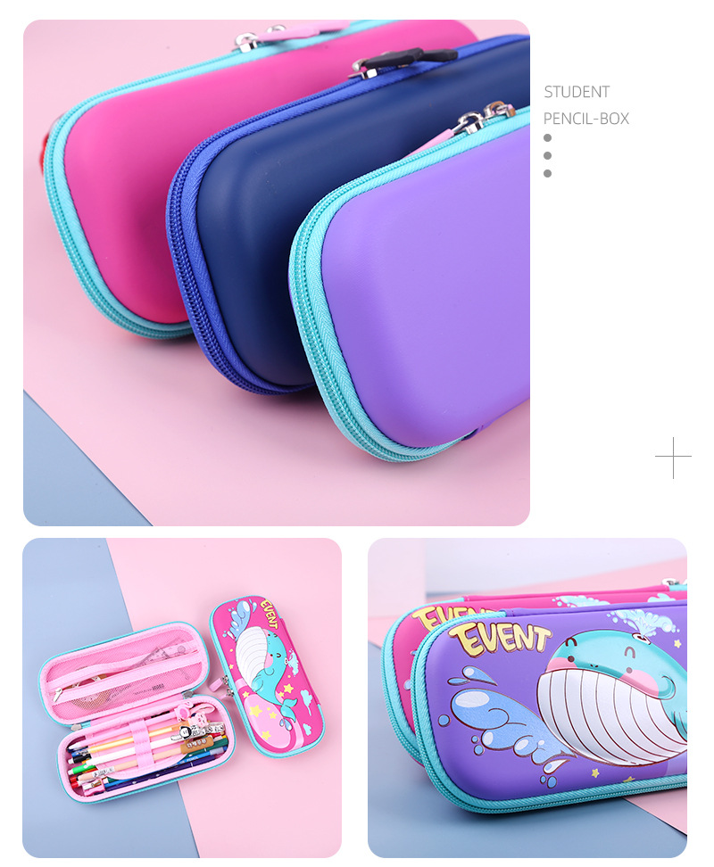 Estudiante 3d de dibujos animados caja de l&aacute;pices