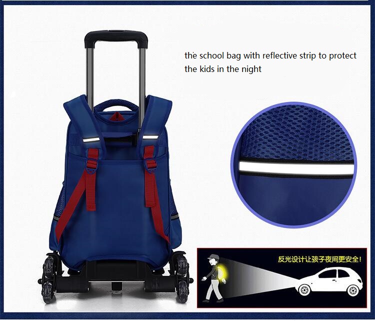 Bolso de la escuela rodante con la tira reflectante