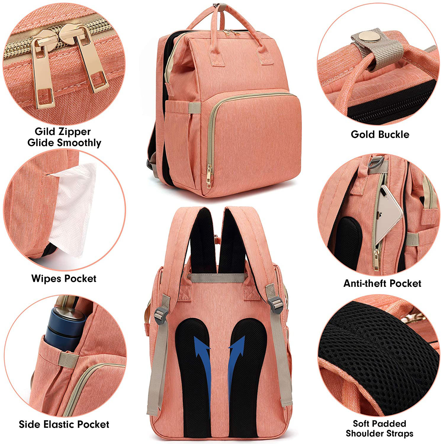 Lado trasero de la mochila del pa&ntilde;al del beb&eacute;