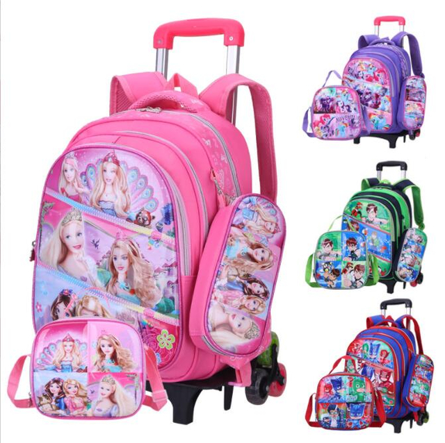 Venta al por mayor Kids 3pcs 3D Trolley School Bag Set para la escuela primaria