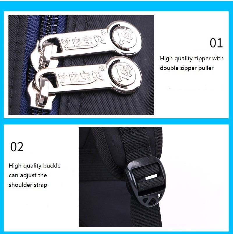 Detalles de la bolsa de la escuela con ruedas del estudiante 1