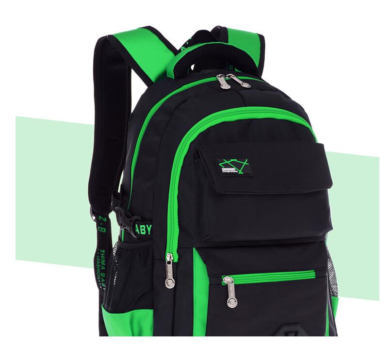 Mochila de la bolsa de la escuela del adolescente del color verde para la escuela secundaria