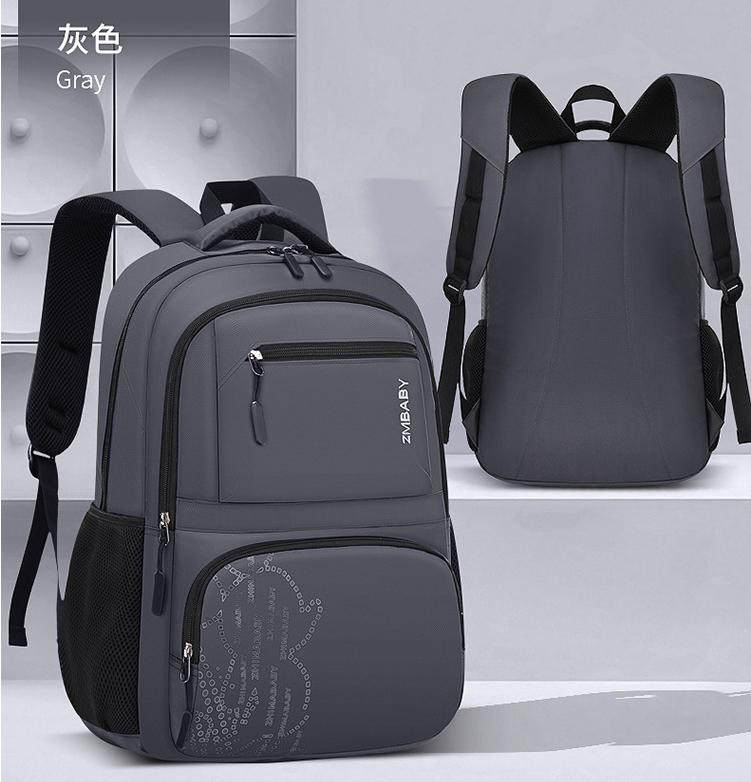 Mochila de estudiante a prueba de agua gris