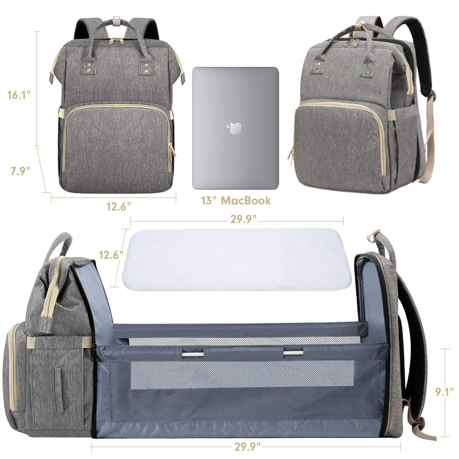 Mochila de la bolsa de pa&ntilde;ales de cuna del beb&eacute;