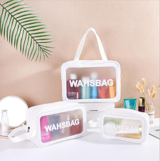 Bolsa de lavado cosmético de PVC transparente impermeable para viajes