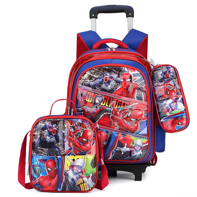Spideman Red Color 3pcs 3d Trolley School Backpack Bag Set para ni&ntilde;os