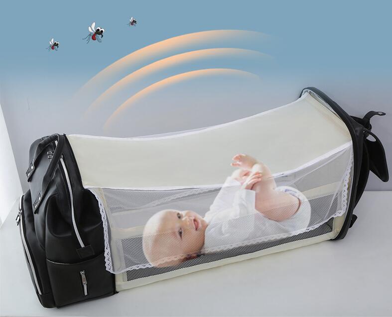 Mochila de la bolsa de la momia de cuero PU con la cuna del beb&eacute;