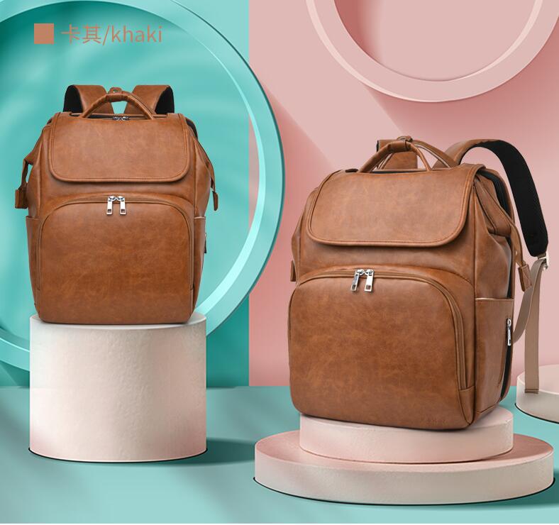 Mochila de la bolsa de cuero de la mami de cuero de Kakki PU