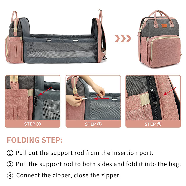 Mochila de pa&ntilde;ales de beb&eacute; naranja con bolsillo lateral