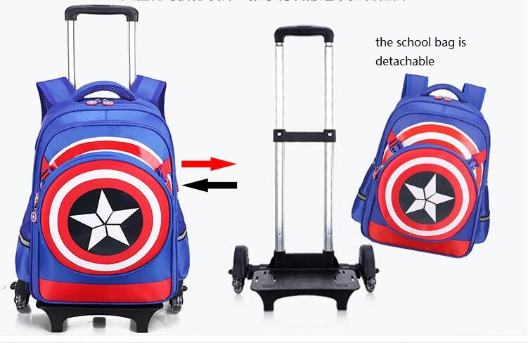 Bolso de la escuela rodante desmontable