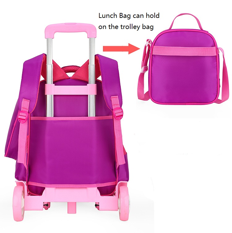 Lado trasero del conjunto de bolsas de la escuela 3D Trolley