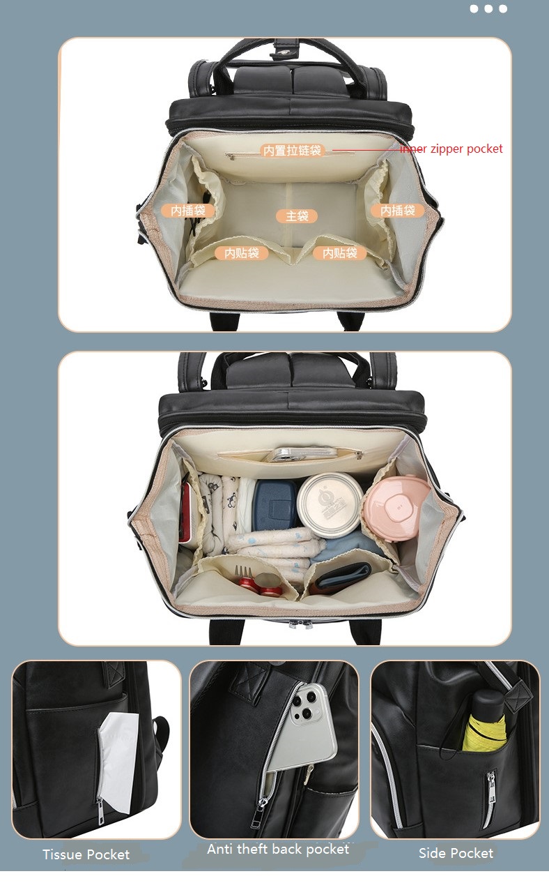 Compartimento interior de la mochila de la bolsa de mam&aacute;